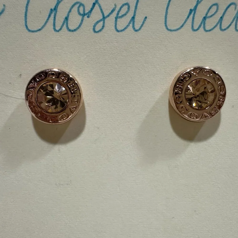 Bundle - Coach Rose Gold-Tone Stud Earrings & 17" Chain Pendant Necklace - Picture 4 of 10